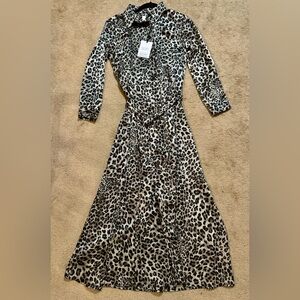Sen Leopard Print Dress, gray with black, size M